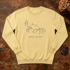 Crab Line Art Sweatshirt in Butter, a minimal line-art crab