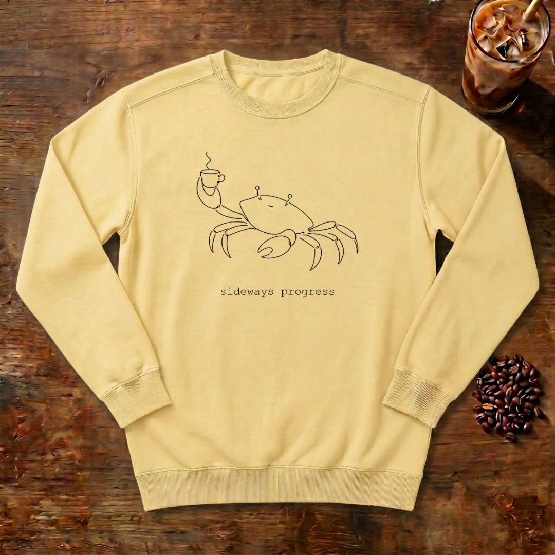 Crab Line Art Sweatshirt in Butter, a minimal line-art crab
