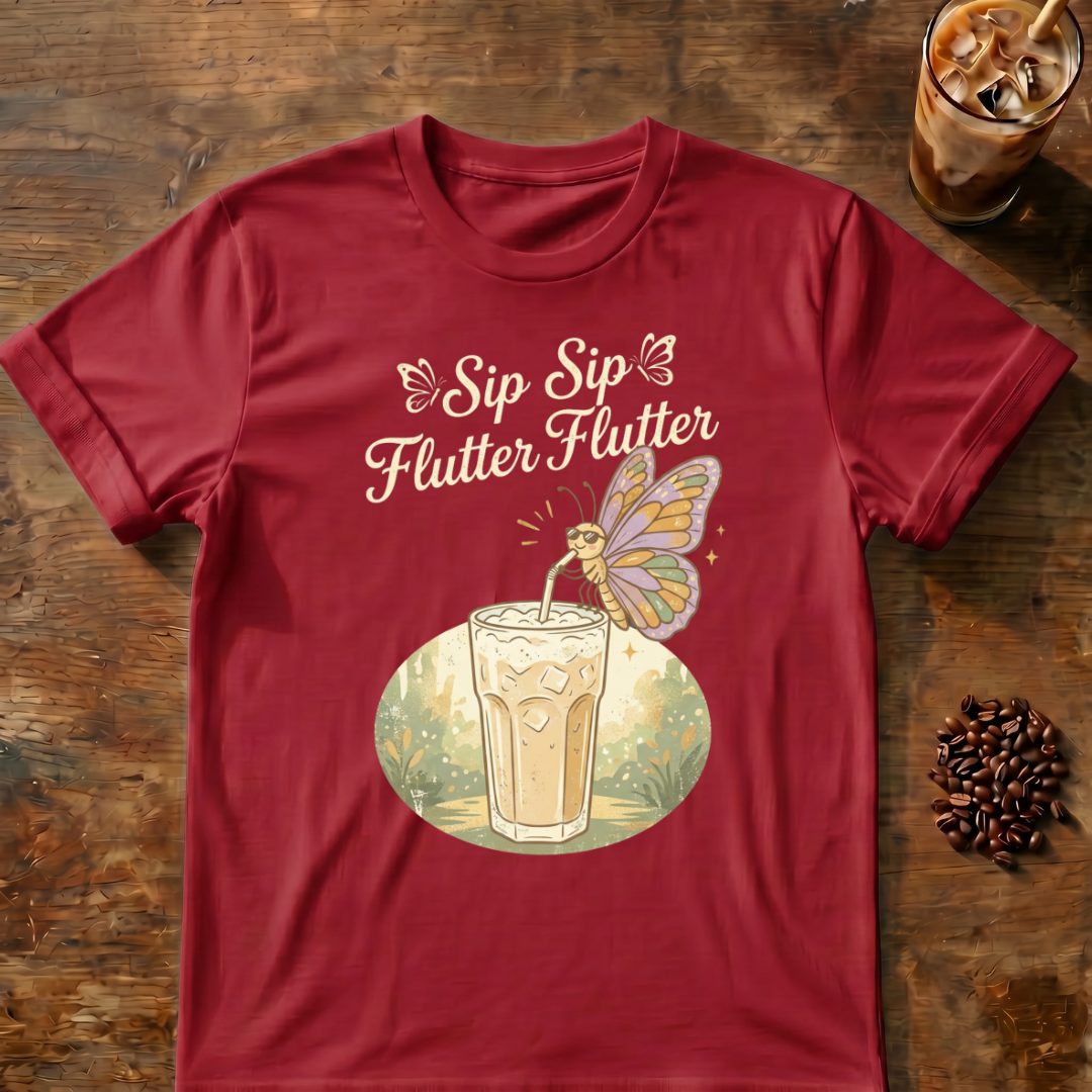 Sip Sip Butterfly Iced Coffee T-Shirt