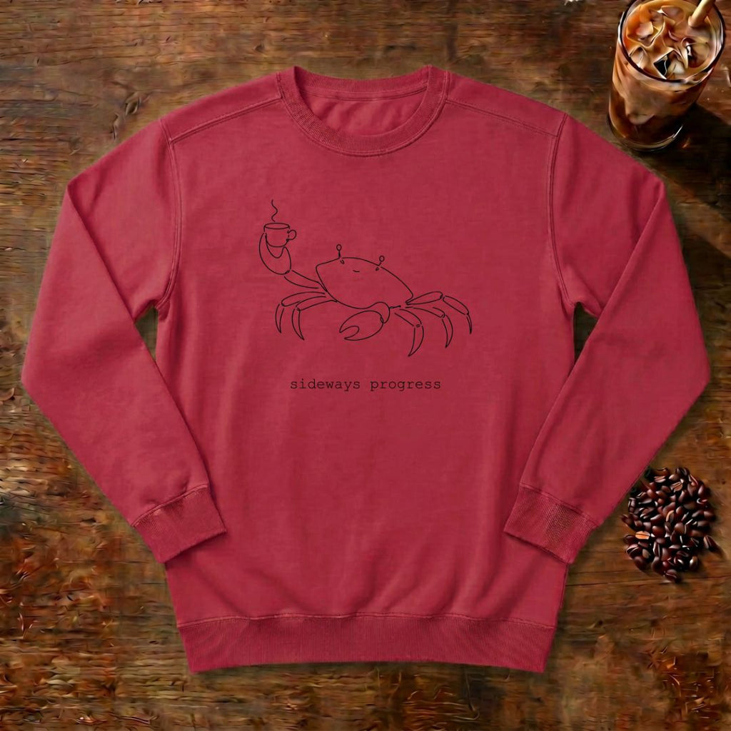 Crab Line Art Sweatshirt in Crimson, a minimal line-art crab