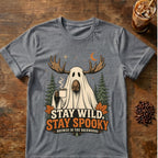 Moose coffee graphic for Stay Wild Stay Spooky Moose on graphite-heather T-shirt