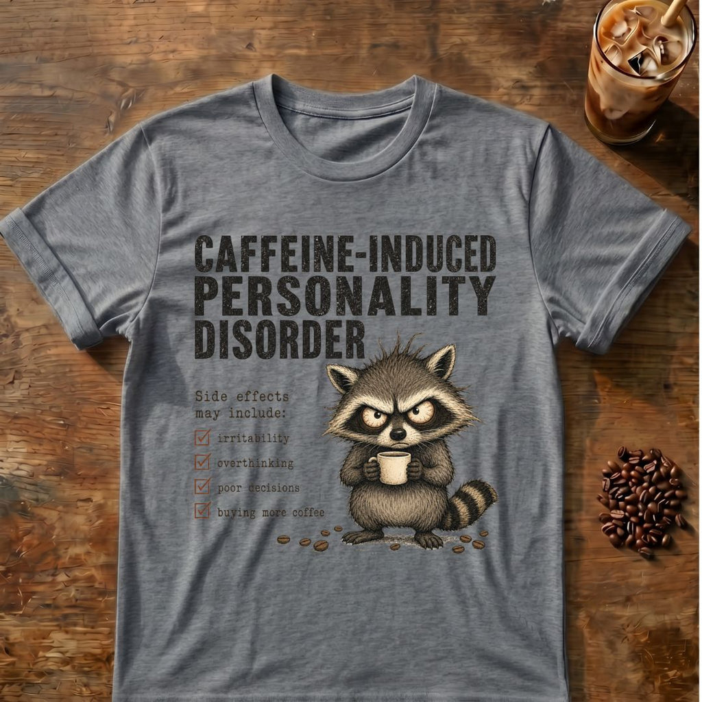 Caffeine-Induced Personality Disorder Racoon T-Shirt