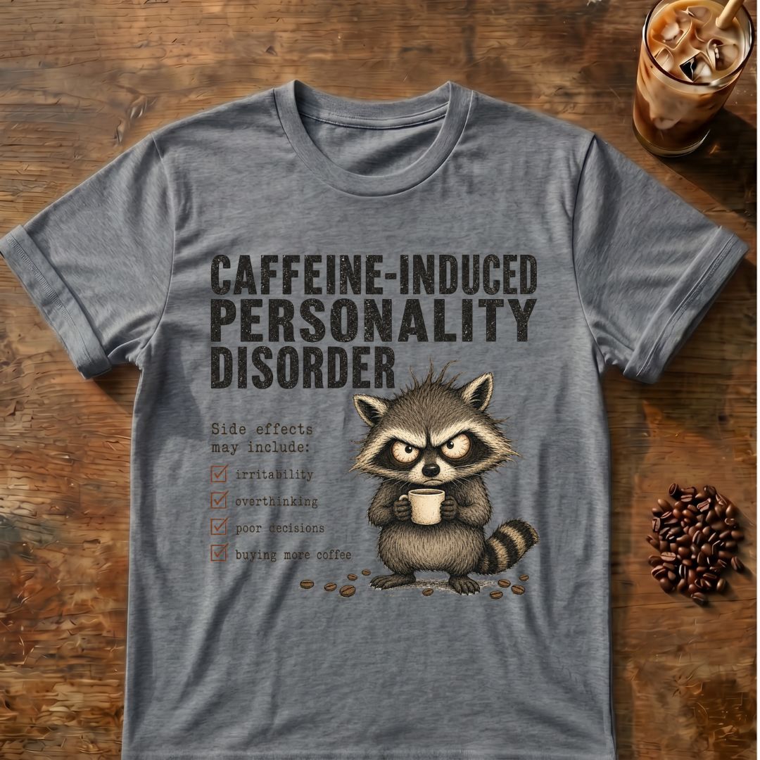 Caffeine-Induced Personality Disorder Racoon T-Shirt