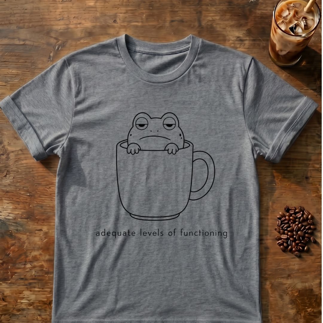 Coffee graphic for Minimal Frog in Coffee Mug on graphite-heather T-shirt