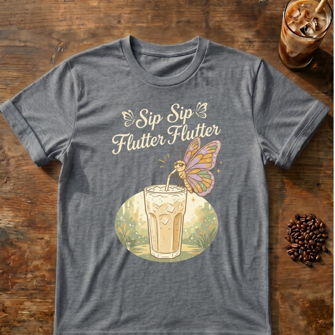 Sip Sip Butterfly Iced Coffee T-Shirt