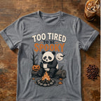 Bat coffee graphic for Too Tired to Be Spooky Panda on graphite-heather T-shirt