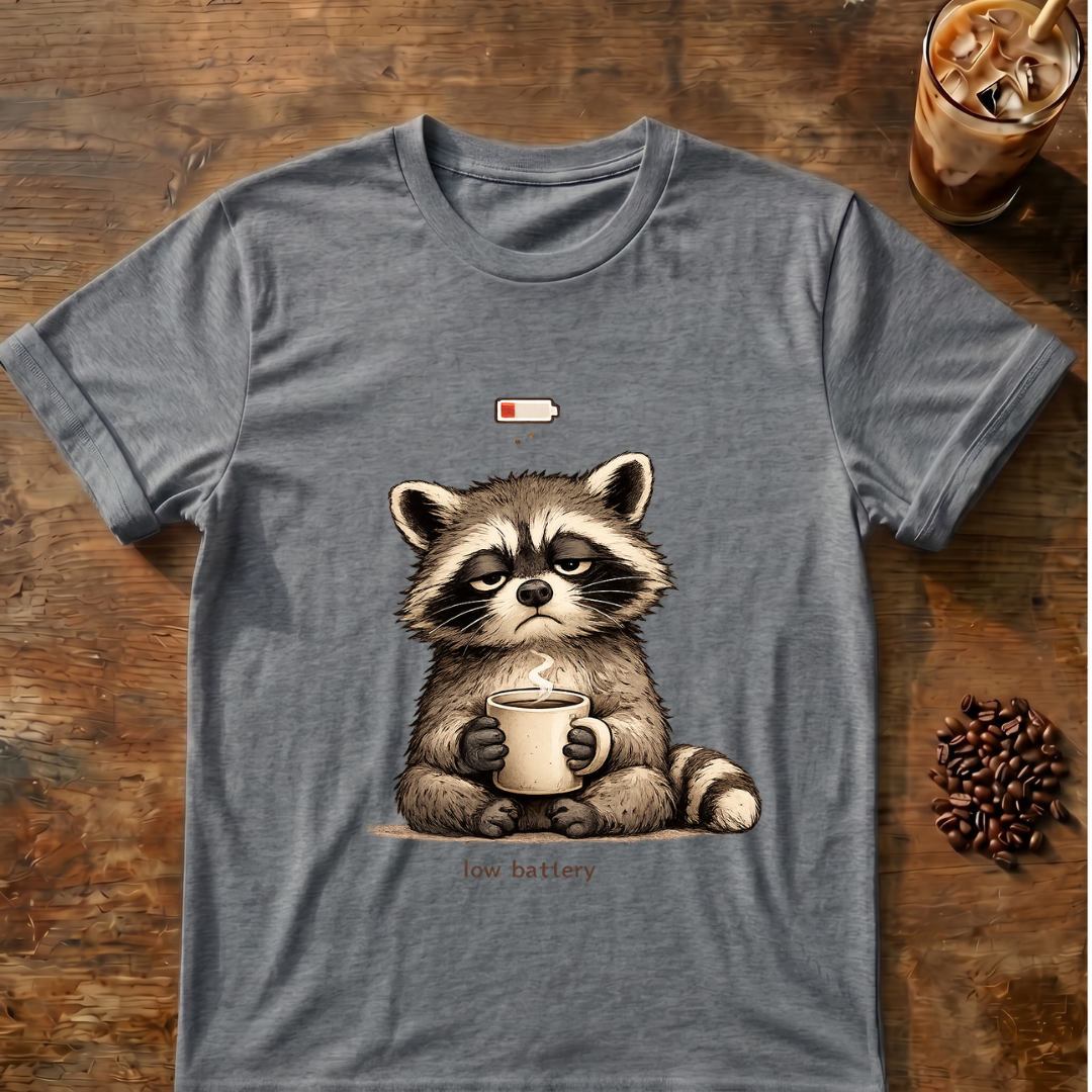 Low Battery Raccoon T-Shirt