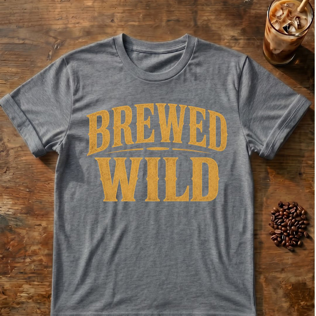Distressed gold vintage typography reading “Brewed Wild”