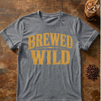 Distressed gold vintage typography reading “Brewed Wild”