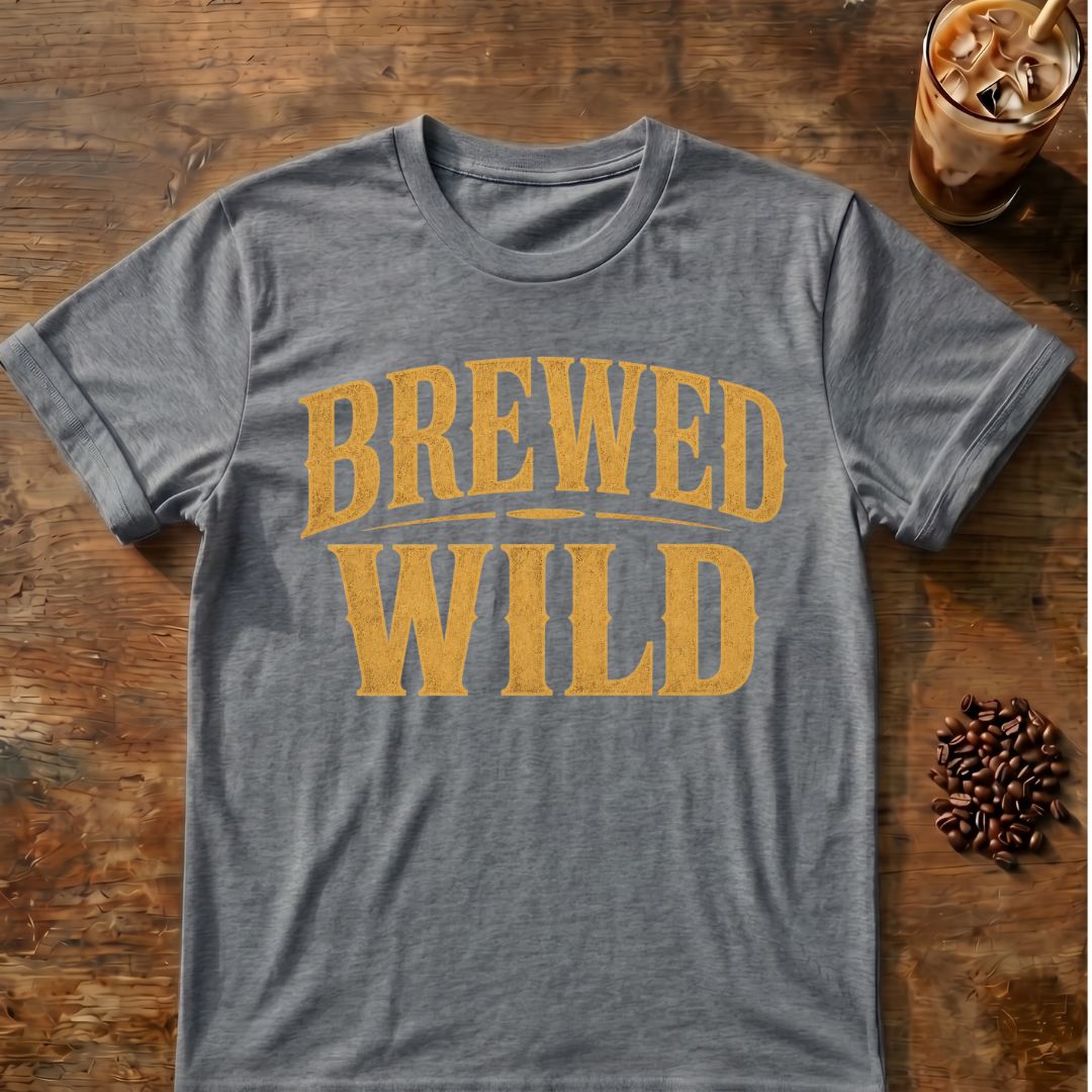Distressed gold vintage typography reading “Brewed Wild”