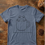 Coffee graphic for Minimal Frog in Coffee Mug on heather-indigo T-shirt