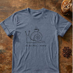 Snail coffee graphic for Minimal Snail with Coffee on heather-indigo T-shirt