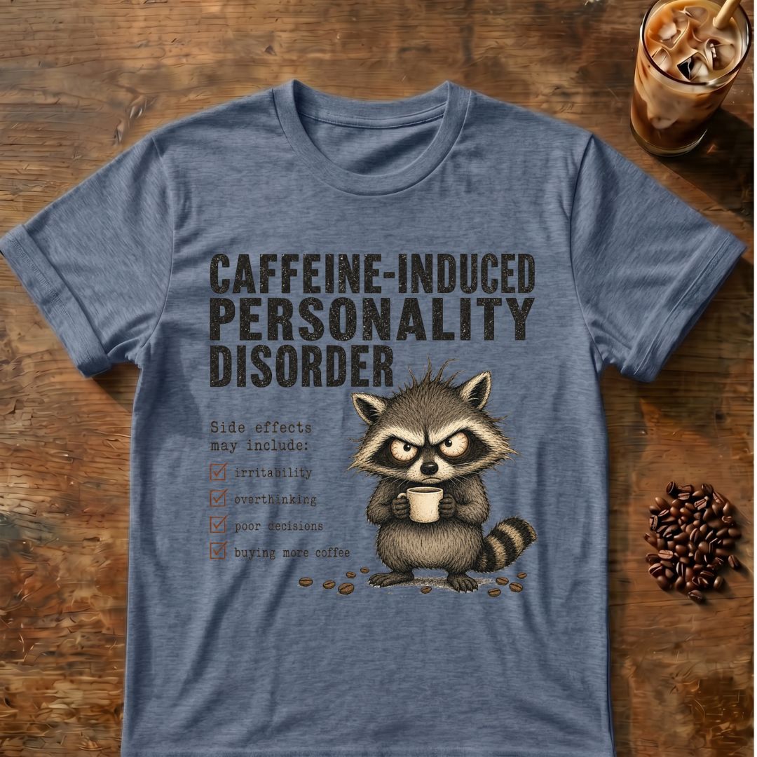 Caffeine-Induced Personality Disorder Racoon T-Shirt