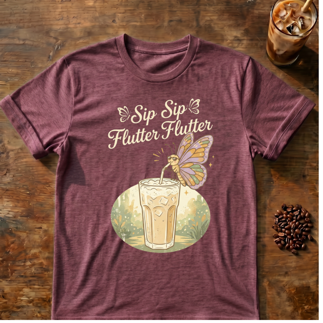 Sip Sip Butterfly Iced Coffee T-Shirt