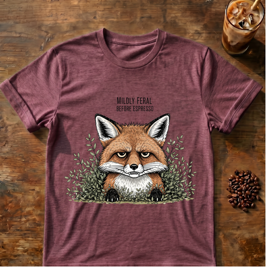 Mildly Feral Before Espresso Fox T-Shirt