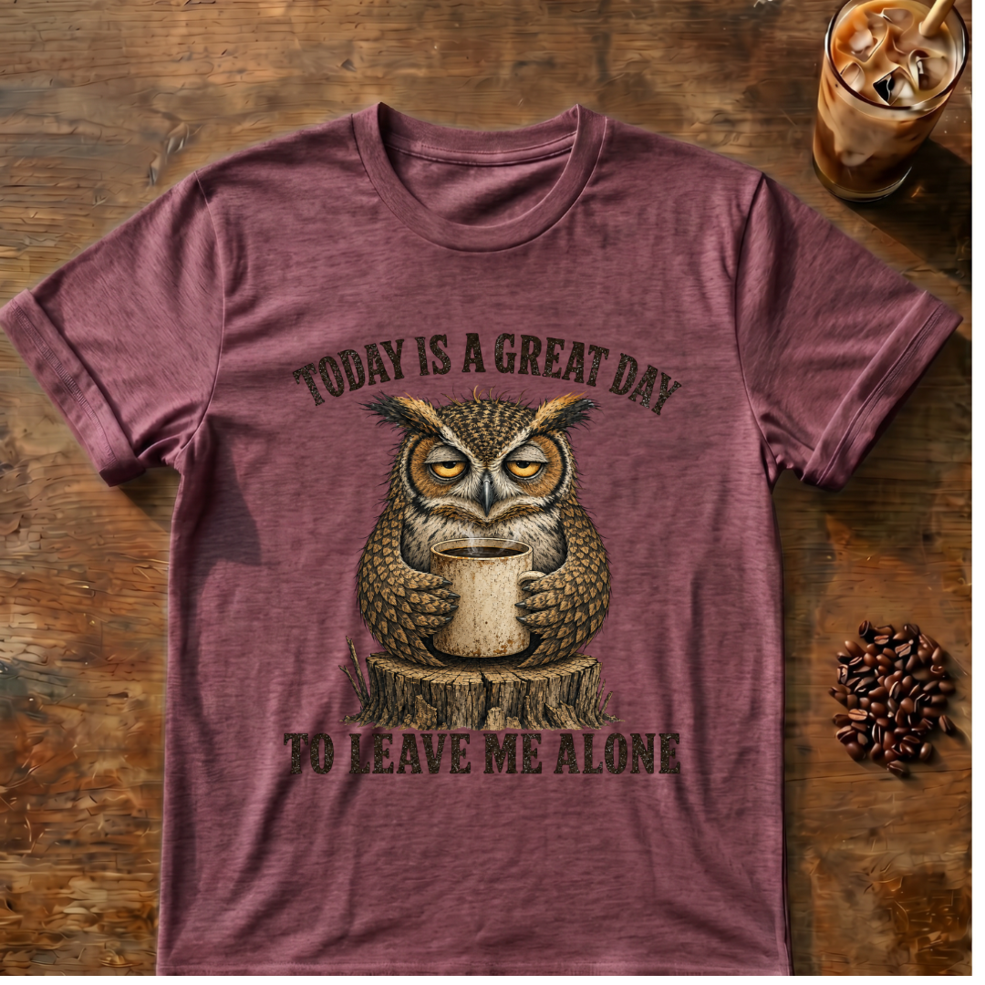 "Today Is A Great Day to Leave Me Alone" Owl T-Shirt