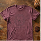 Coffee graphic for Hedgehog Coffee Tee on heather-maroon T-shirt