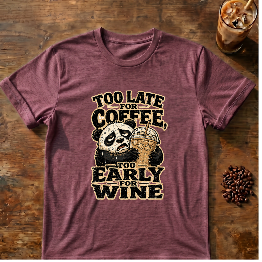 Too Late for Coffee, Too Early for Wine T-Shirt