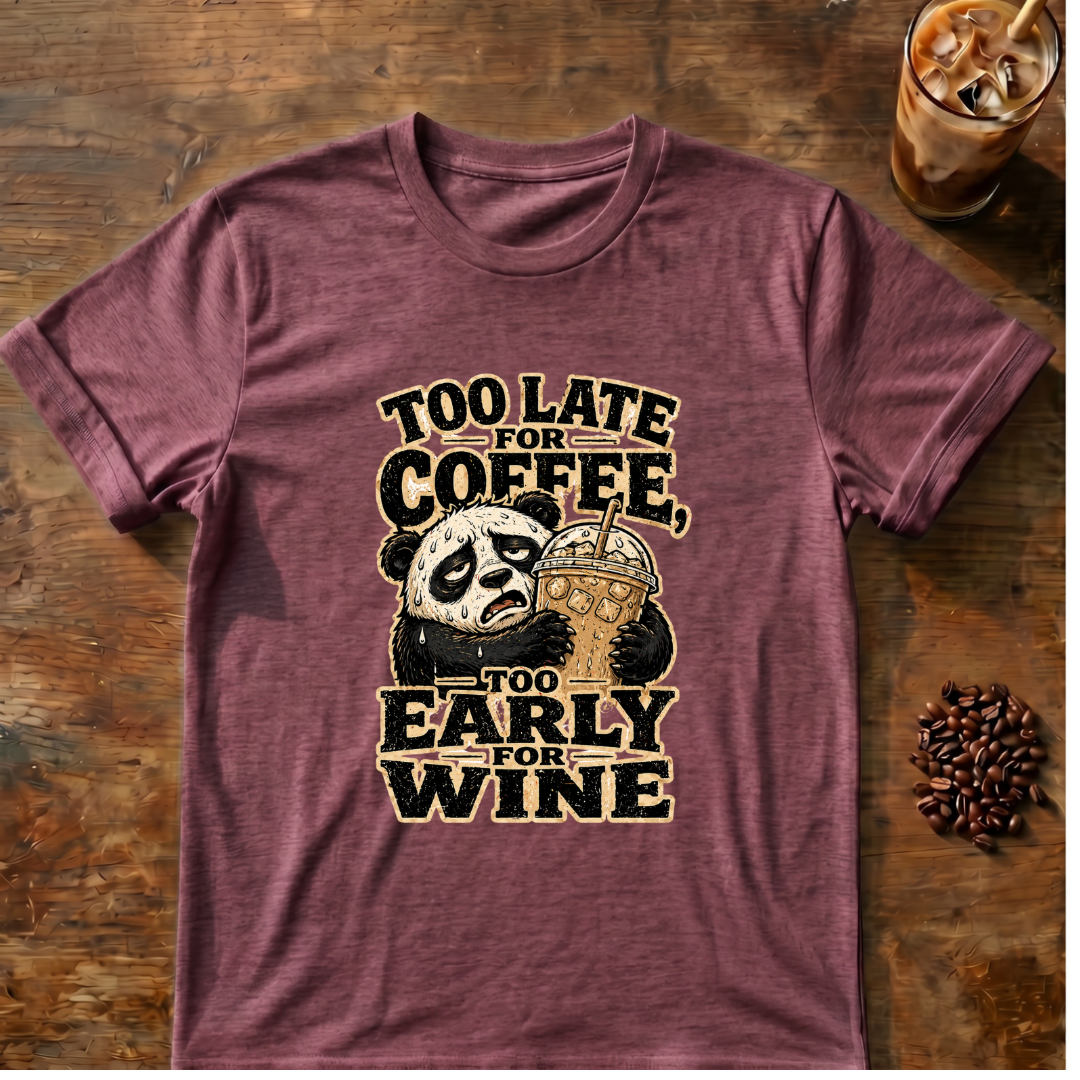 Too Late for Coffee, Too Early for Wine T-Shirt