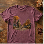 Coffee graphic for Bigfoot Trick-or-Treat Halloween on heather-maroon T-shirt