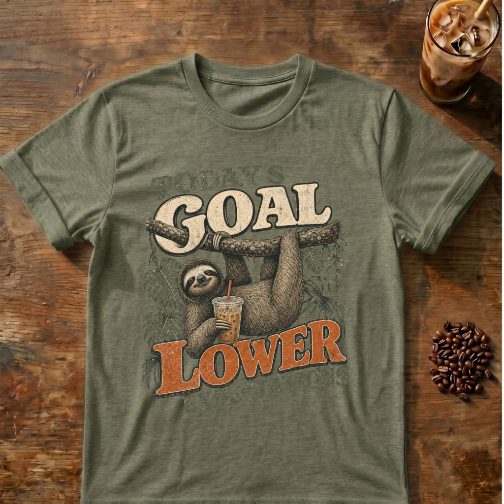 Today's Goal: Lower Expectations Funny Sloth Coffee T-Shirt