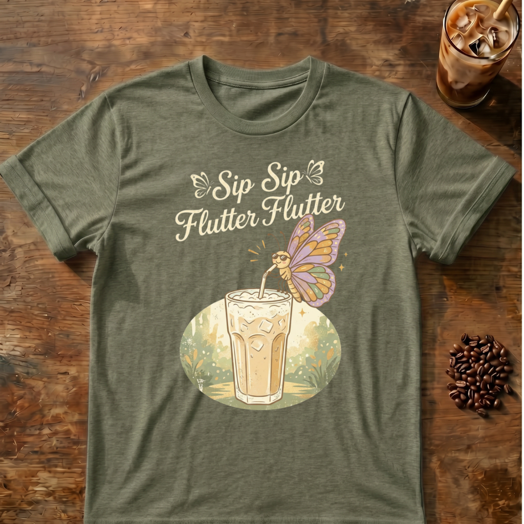 Sip Sip Butterfly Iced Coffee T-Shirt