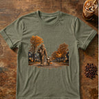 Coffee graphic for Bigfoot Trick-or-Treat Halloween on heather-military-green T-shirt