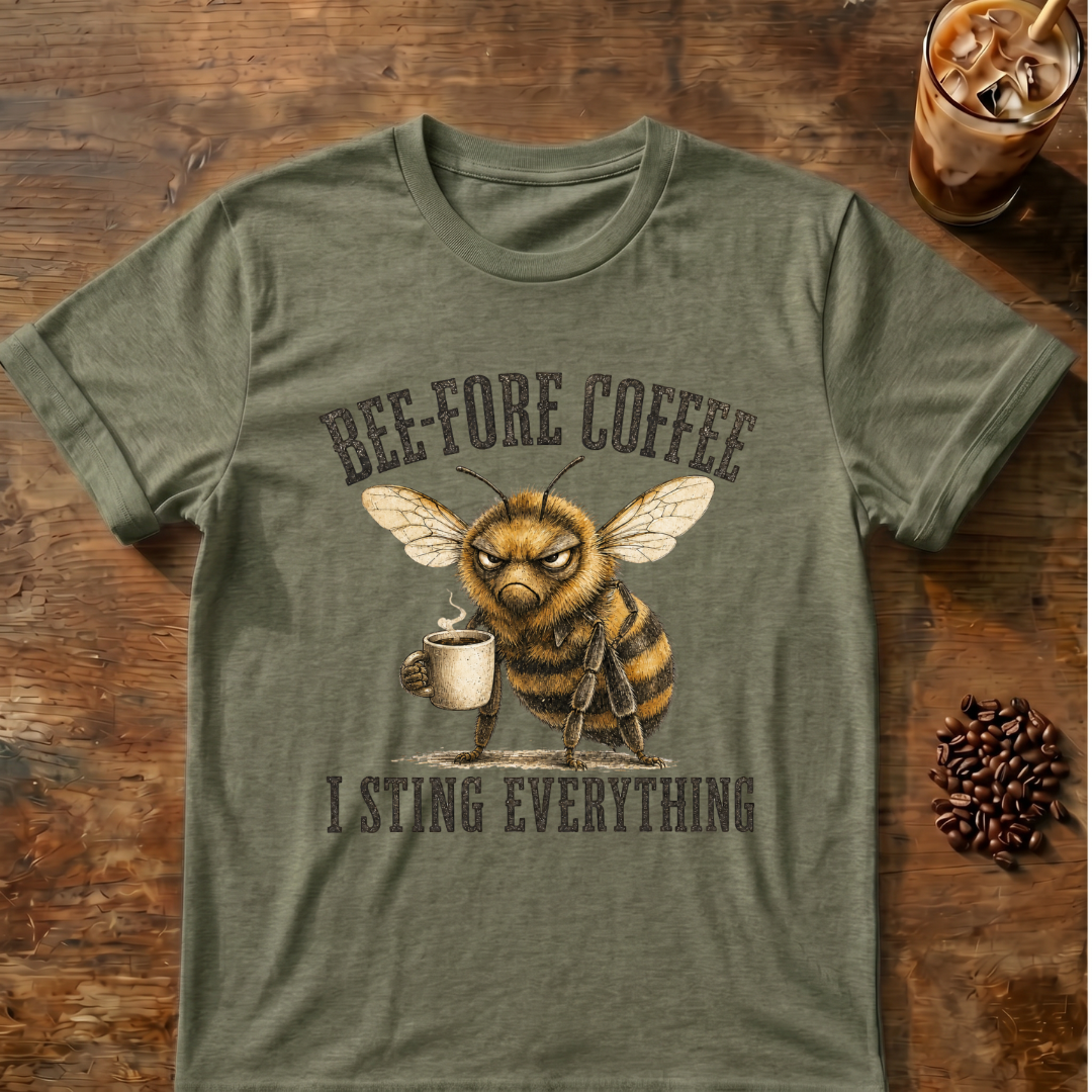 Bee-Fore Coffee Funny Bee Coffee Lover T-Shirt