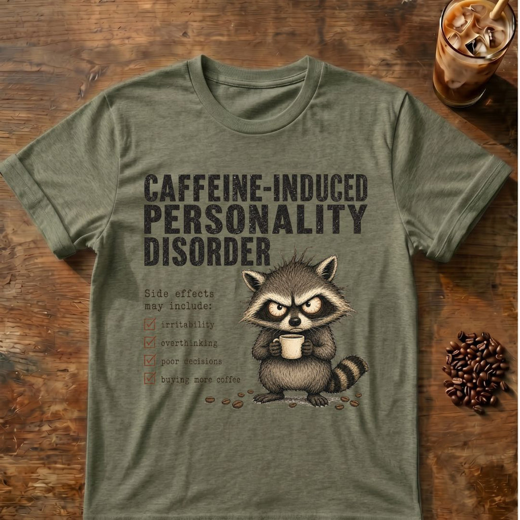 Caffeine-Induced Personality Disorder Racoon T-Shirt