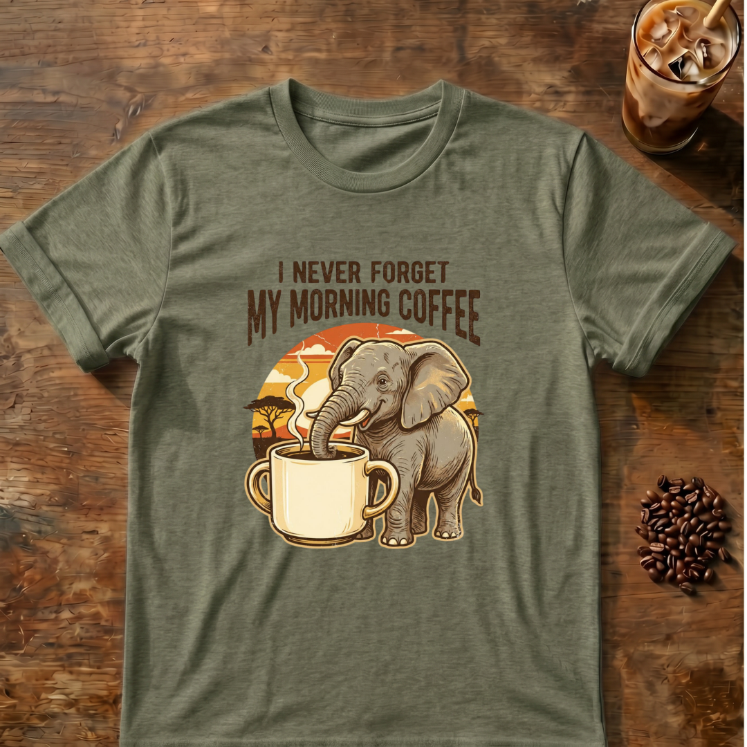 Elephant Morning Coffee T-Shirt