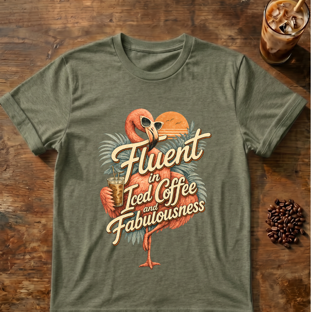 Fluent In Iced Coffee Flamingo T-Shirt