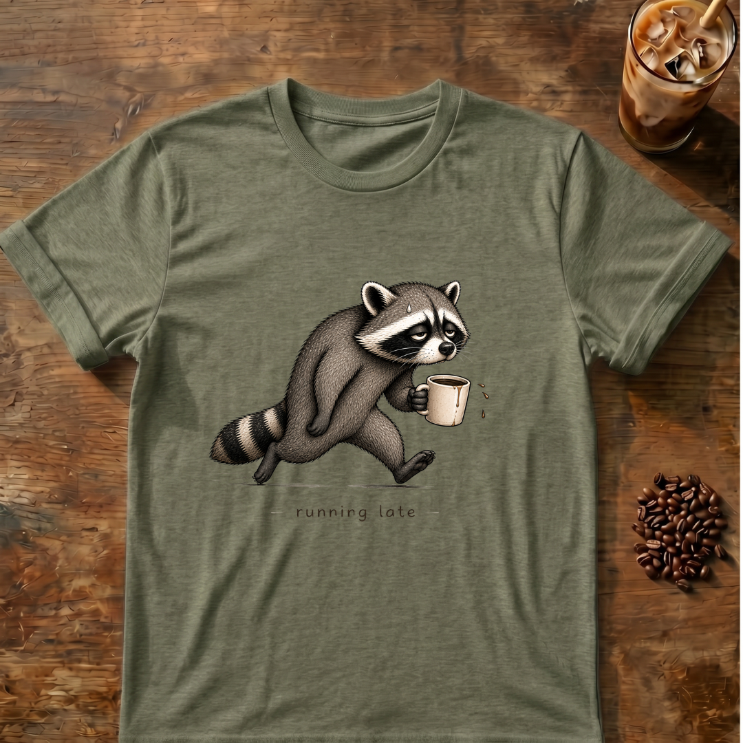 Running Late Raccoon T-Shirt