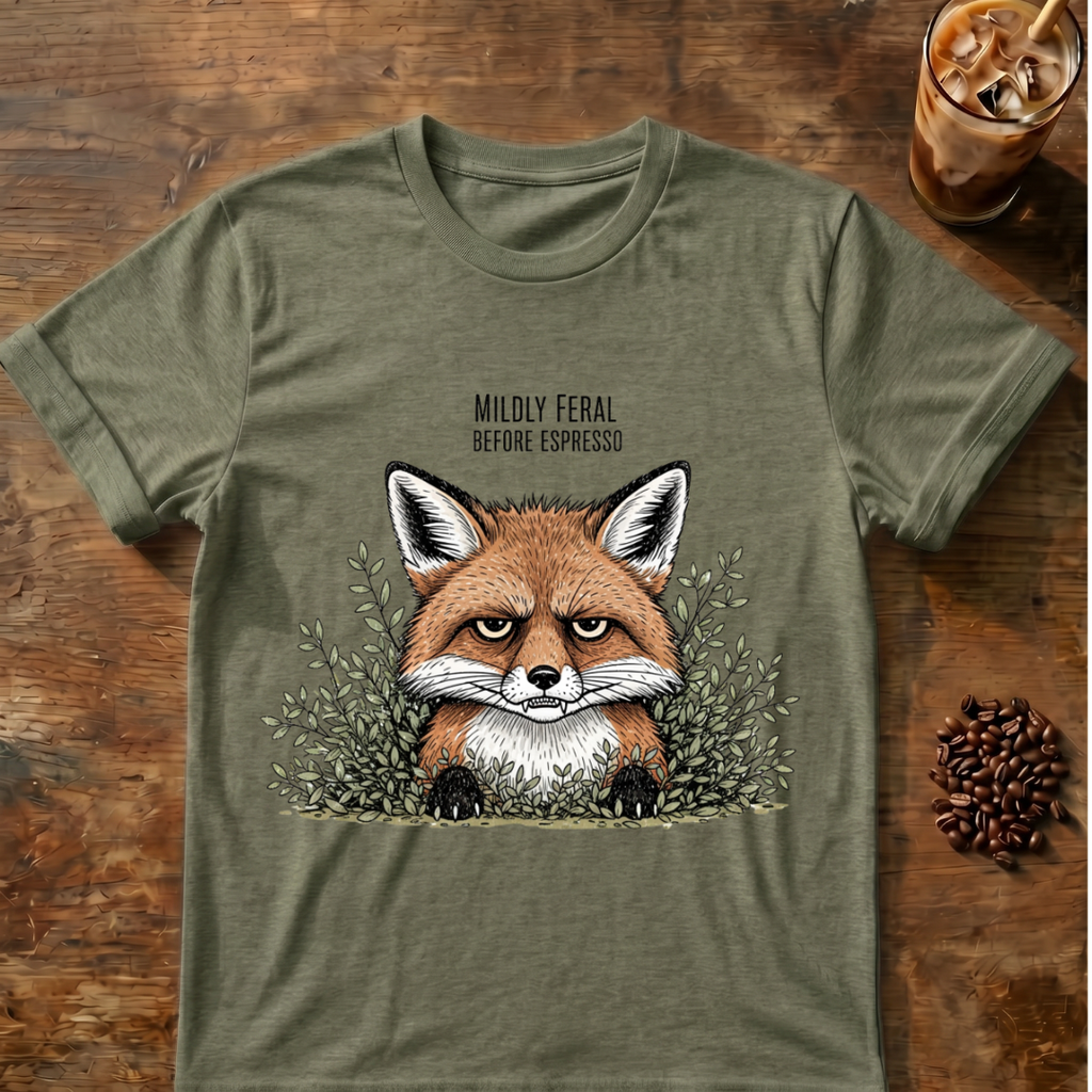 Mildly Feral Before Espresso Fox T-Shirt