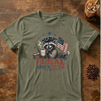 Feral Since 1776 T-Shirt — Patriotic Raccoon Flag Tee