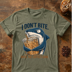 I Don't Bite Until the Coffee's Gone Shark Coffee T-Shirt