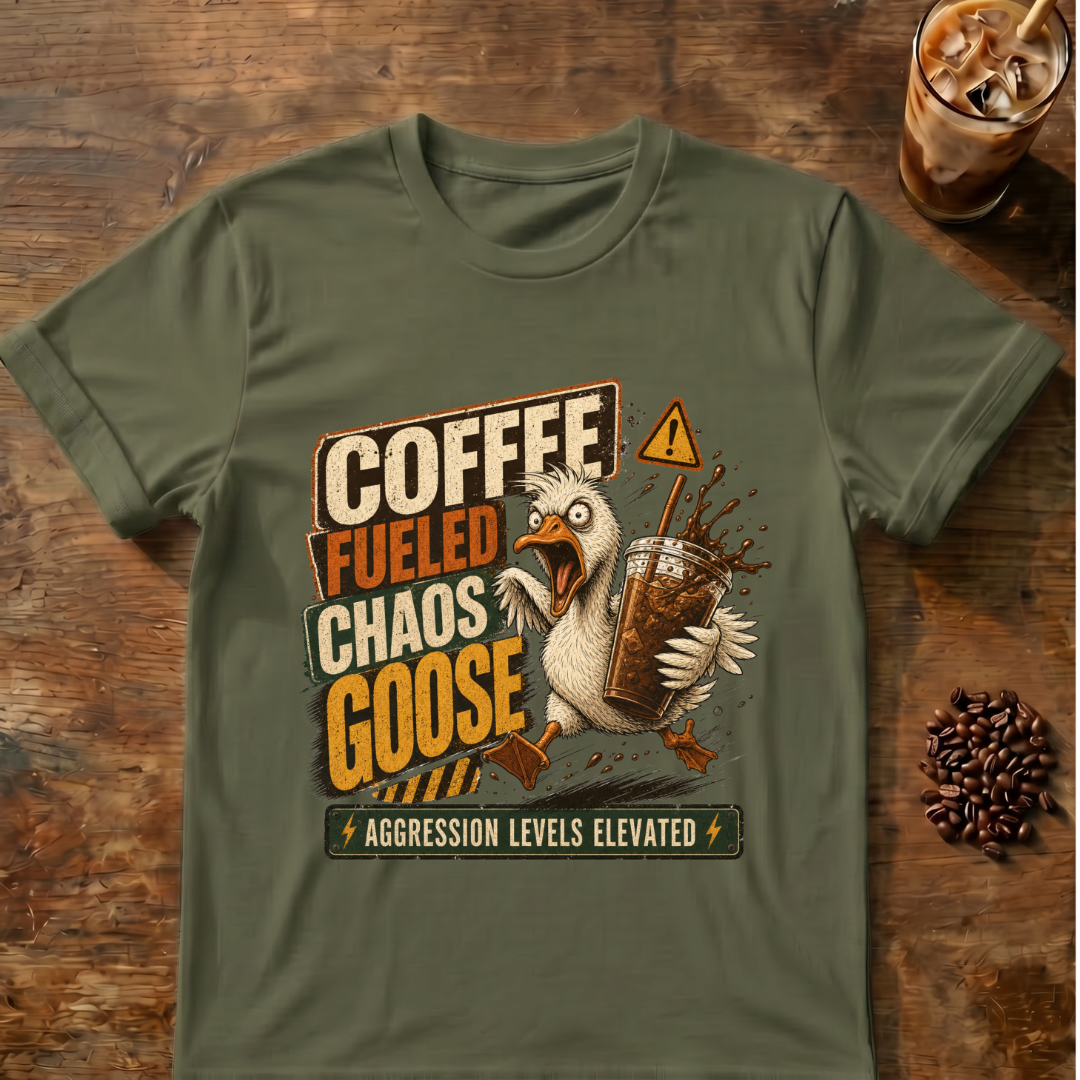 Coffee-Fueled Chaos Goose T-Shirt