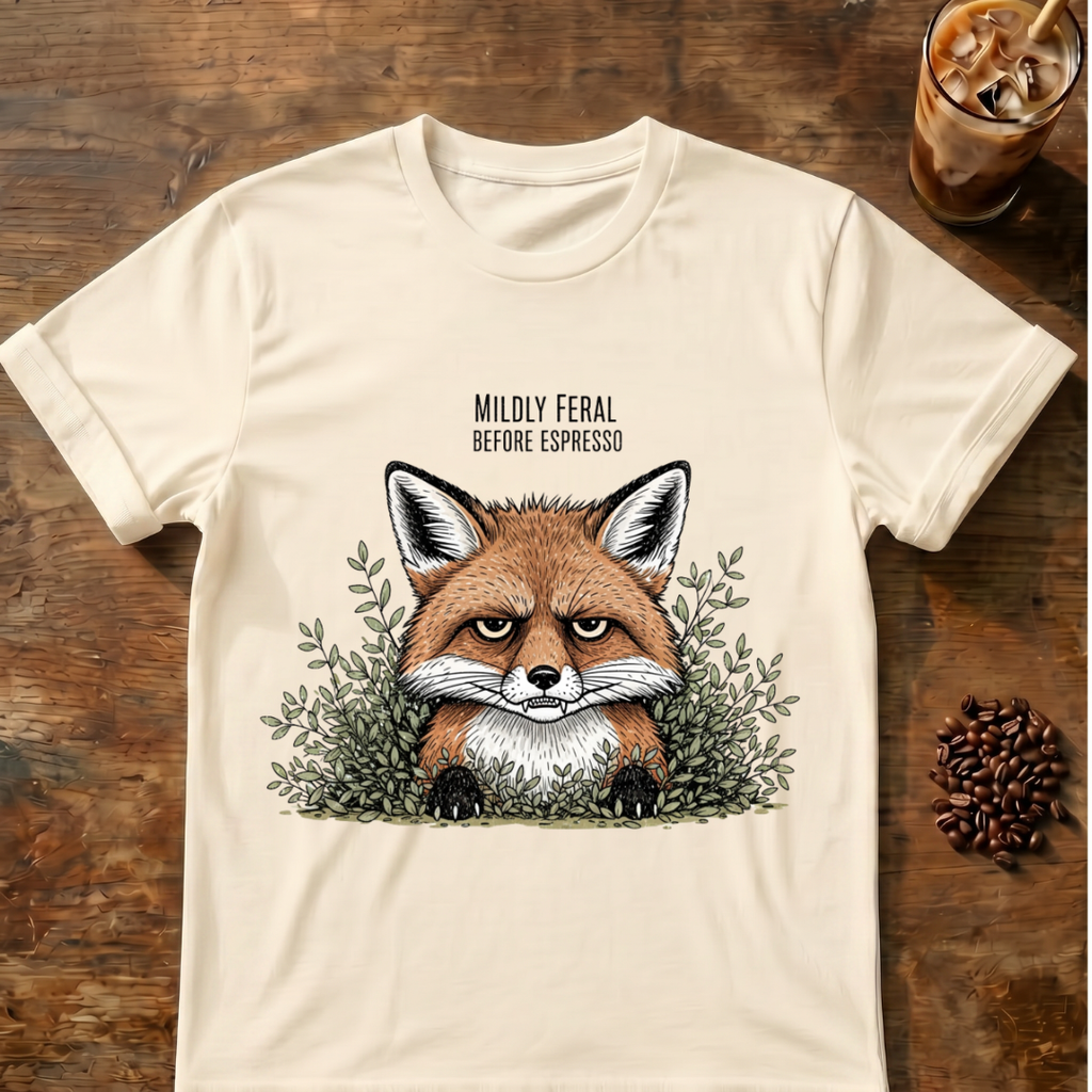 Mildly Feral Before Espresso Fox T-Shirt