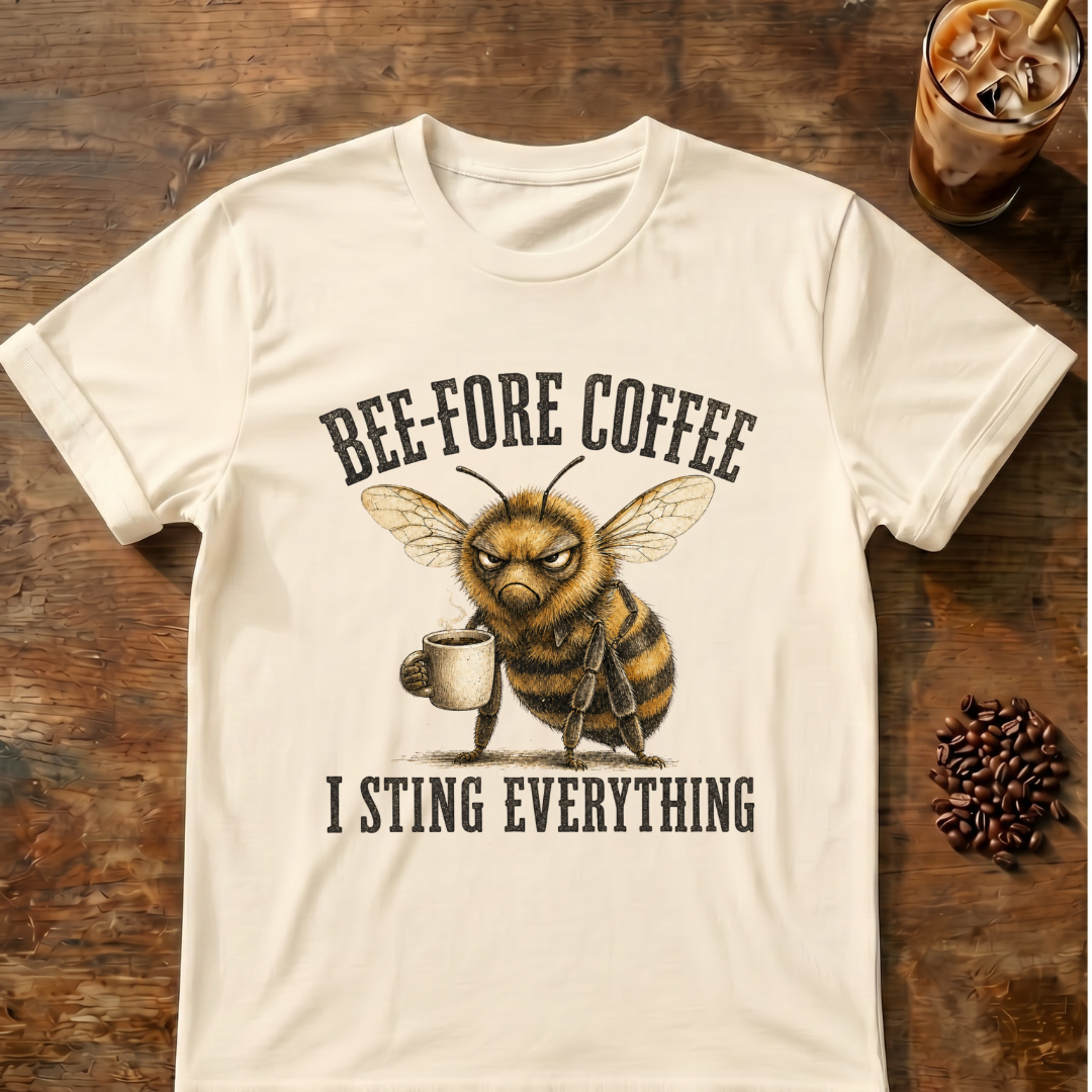 Bee-Fore Coffee Funny Bee Coffee Lover T-Shirt