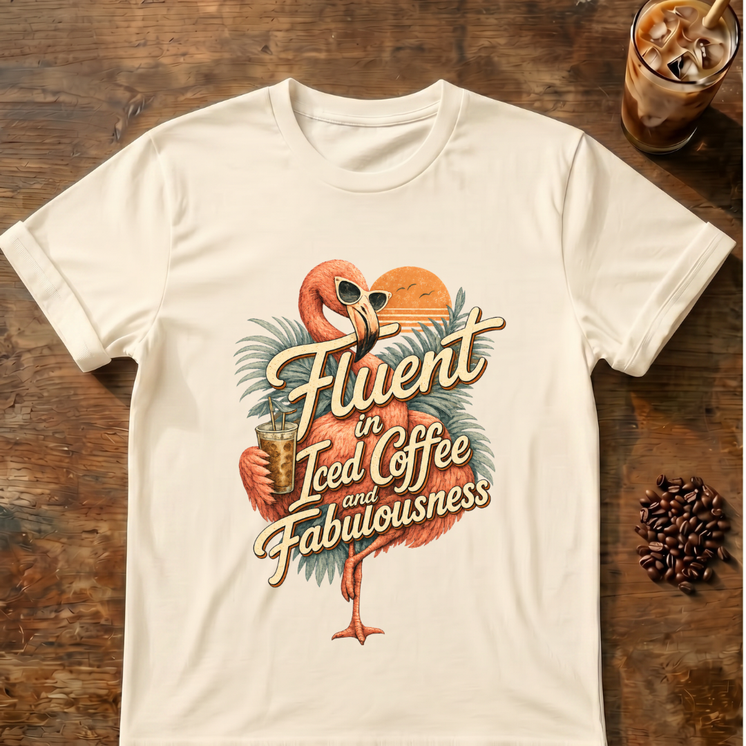 Fluent In Iced Coffee Flamingo T-Shirt