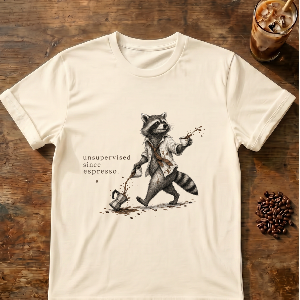 Raccoon Unsupervised since Espresso T-Shirt