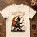 Bear coffee graphic for Brewed After Dark Bear Halloween on natural T-shirt