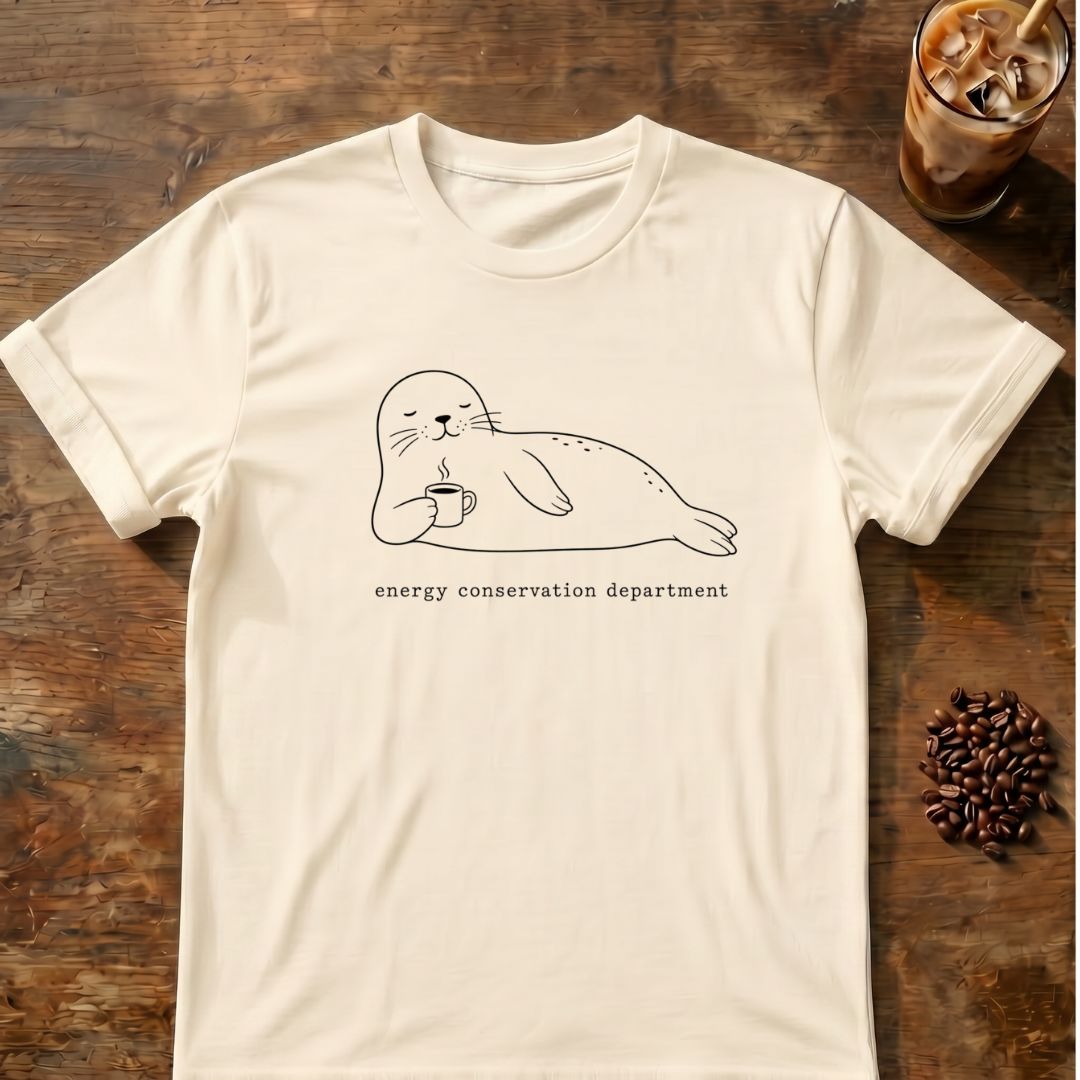 Seal coffee graphic for Cute Minimal Seal on natural T-shirt