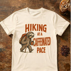 Sloth coffee graphic for Pace Sloth on natural T-shirt