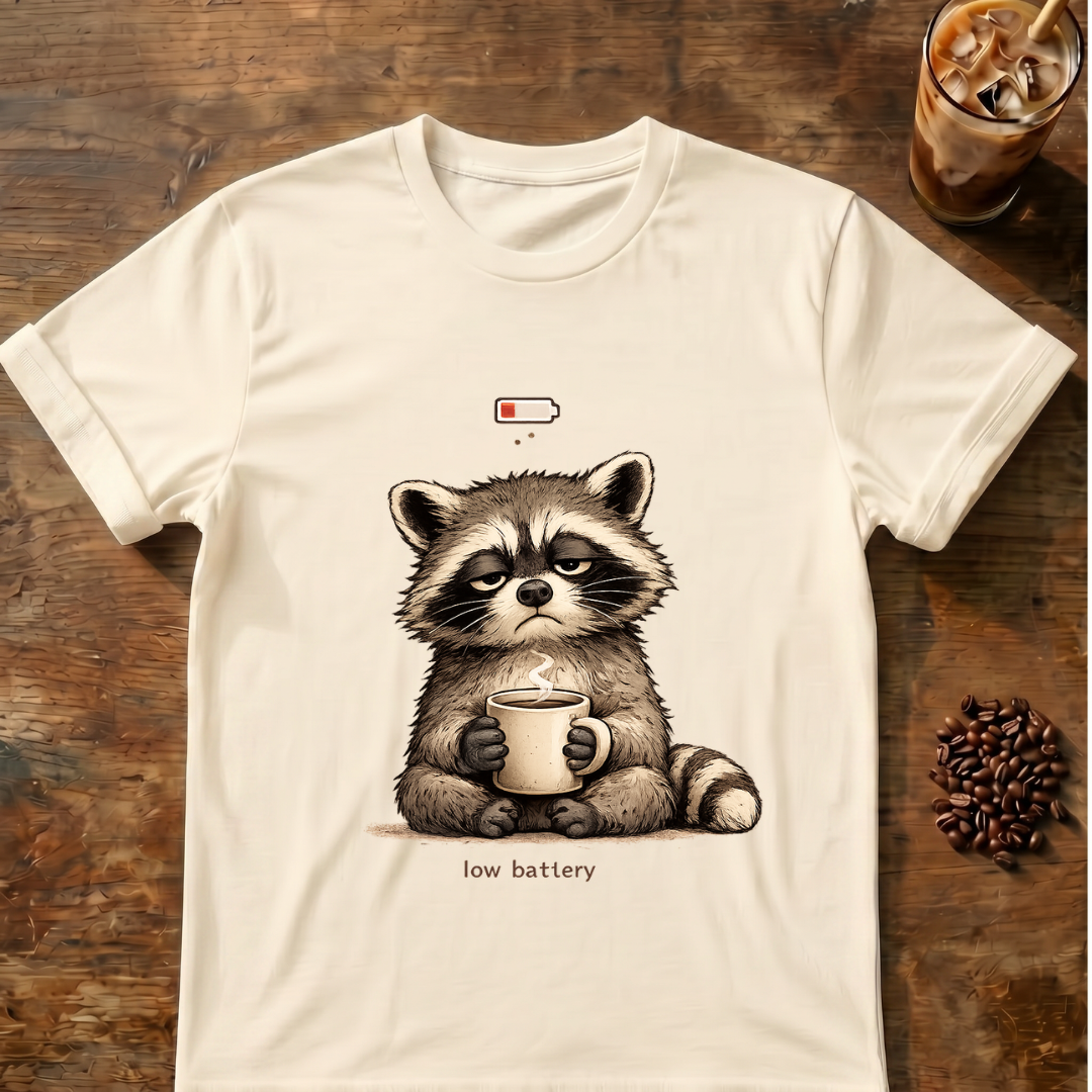 Low Battery Raccoon T-Shirt
