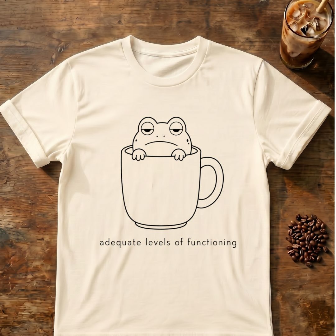 Coffee graphic for Minimal Frog in Coffee Mug on natural T-shirt