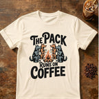 Pack Runs on Coffee graphic on a Natural T-shirt