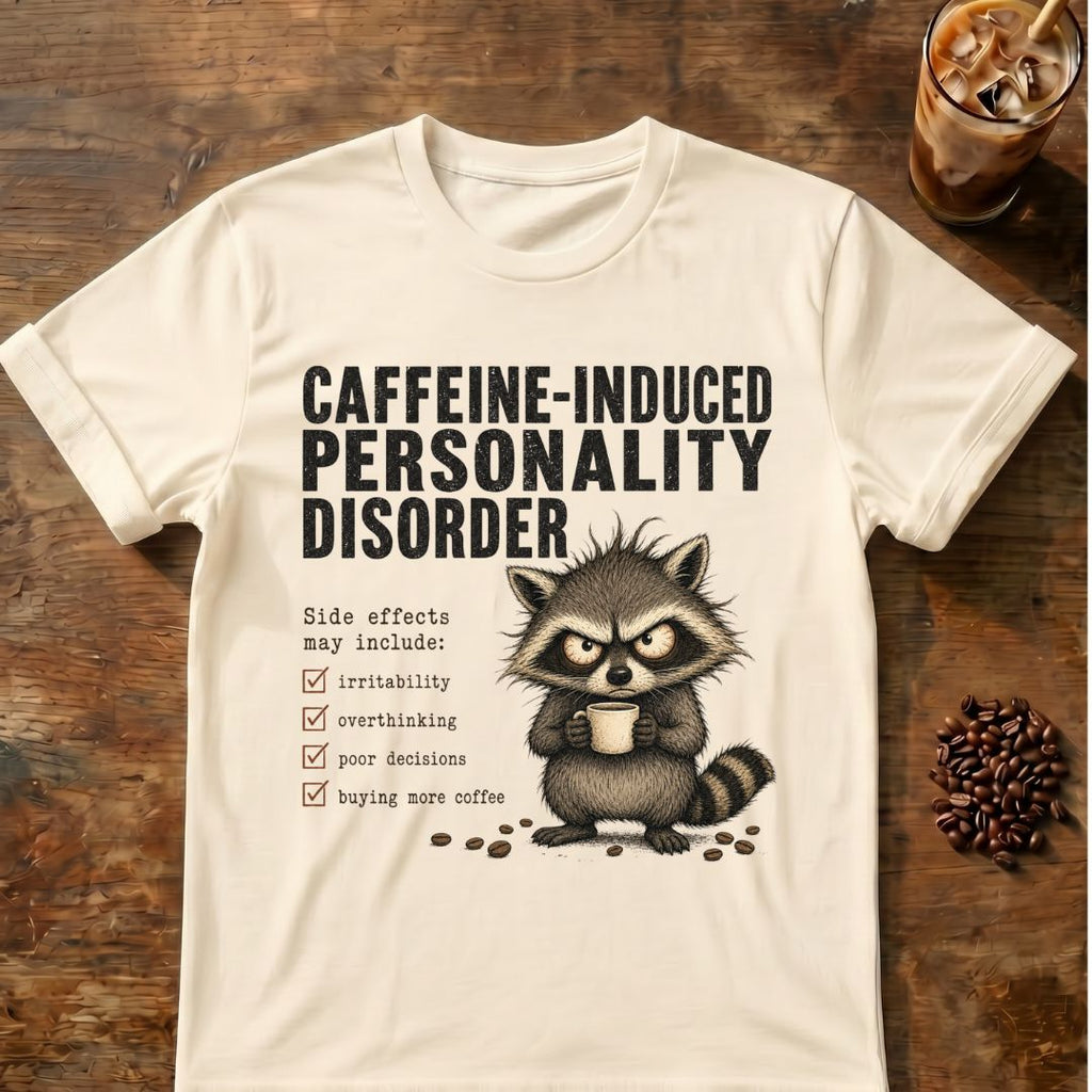 Caffeine-Induced Personality Disorder Racoon T-Shirt