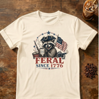 Feral Since 1776 T-Shirt — Patriotic Raccoon Flag Tee