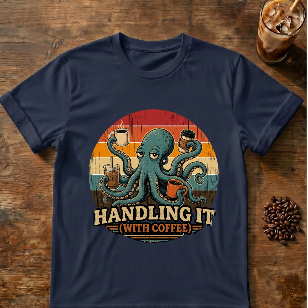 Octopus Handling it with Coffee T-shirt