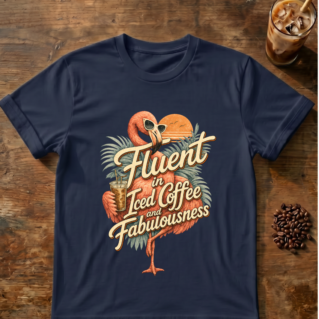 Fluent In Iced Coffee Flamingo T-Shirt